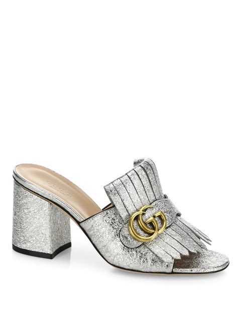 gucci metallic marmont mules|gucci marmont leather mules.